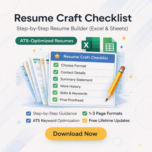 Resume Craft Checklist — Step-by-Step Builder (Excel & Sheets)